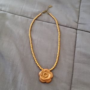 Rust goldish color rose necklace